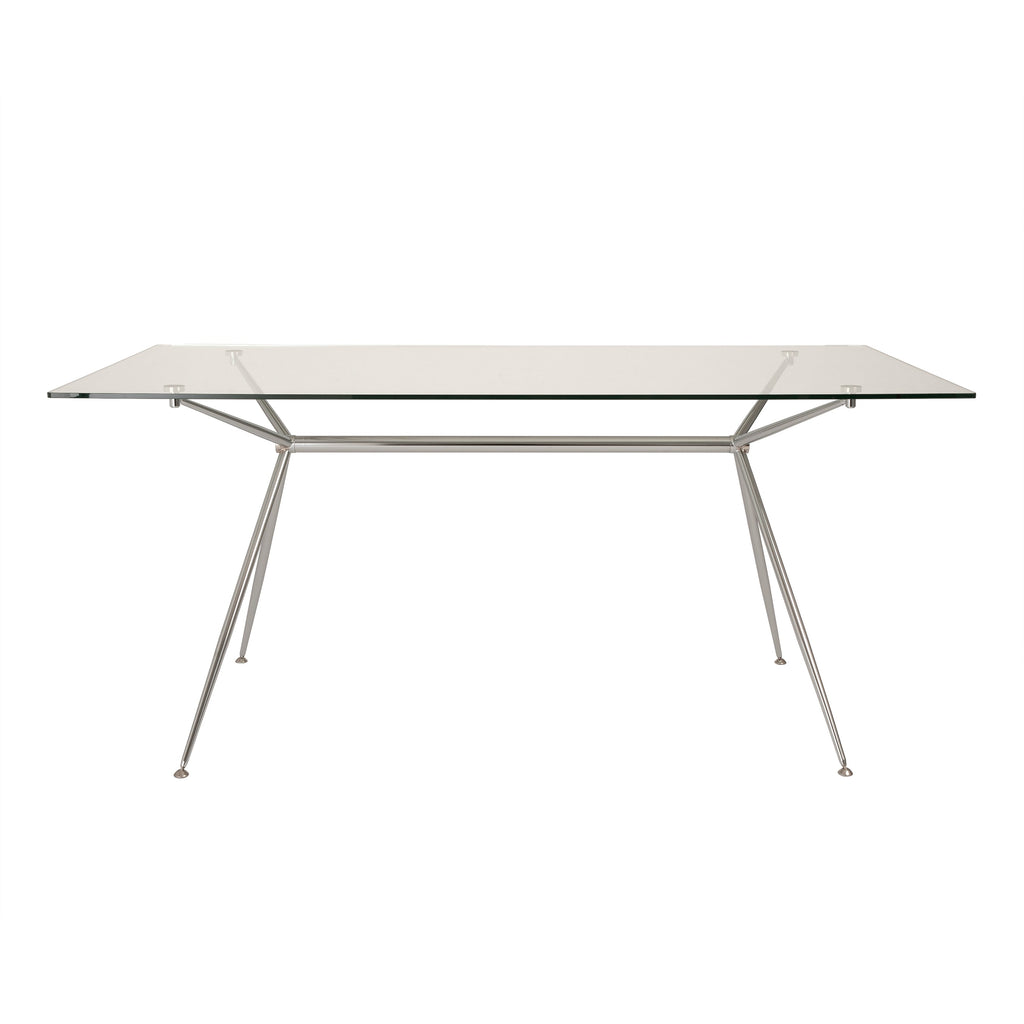 Atos 66" Dining Table - Clear Tempered Glass/Chromed Steel