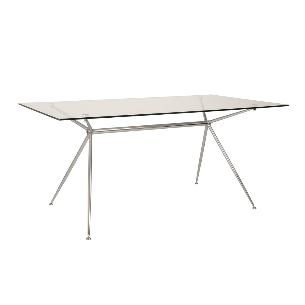 Atos 66" Dining Table - Clear Tempered Glass/Chromed Steel