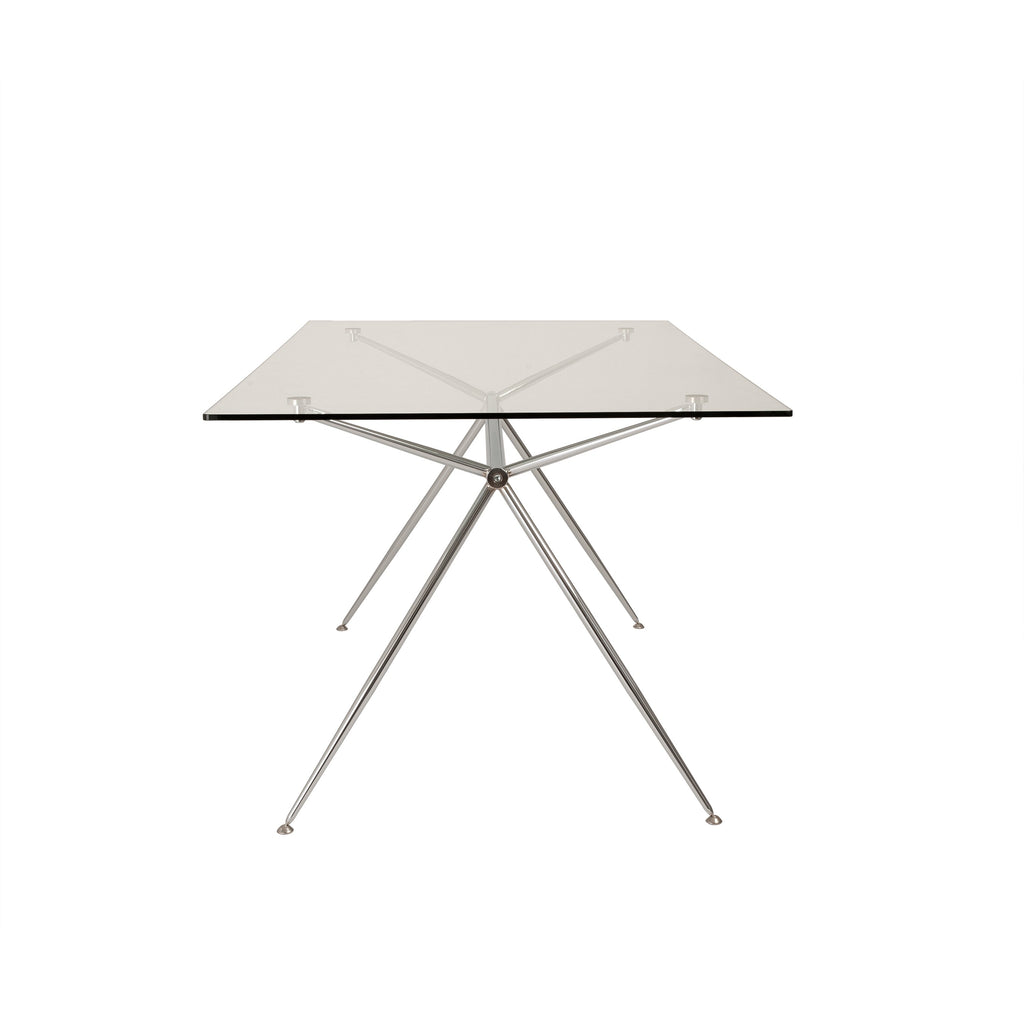 Atos 66" Dining Table - Clear Tempered Glass/Chromed Steel