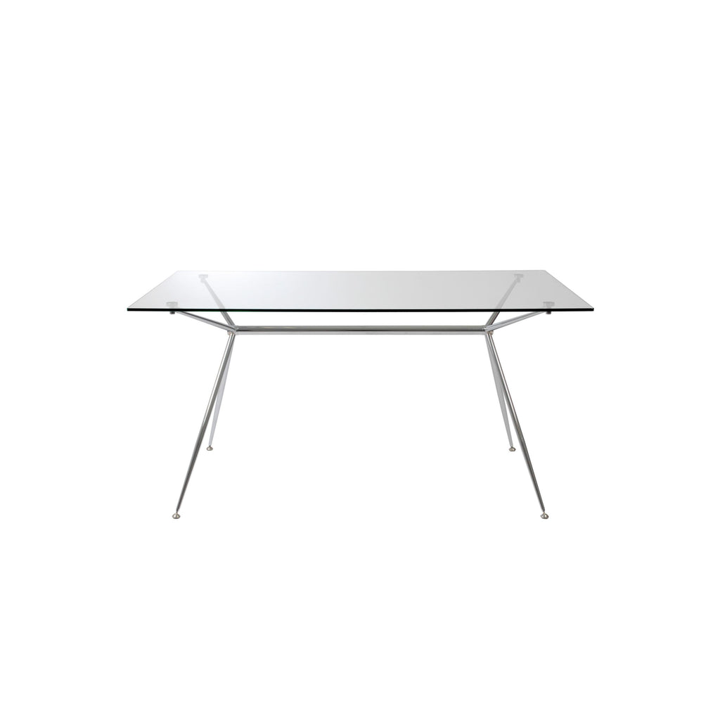 Atos 66" Dining Table - Clear Tempered Glass/Chromed Steel