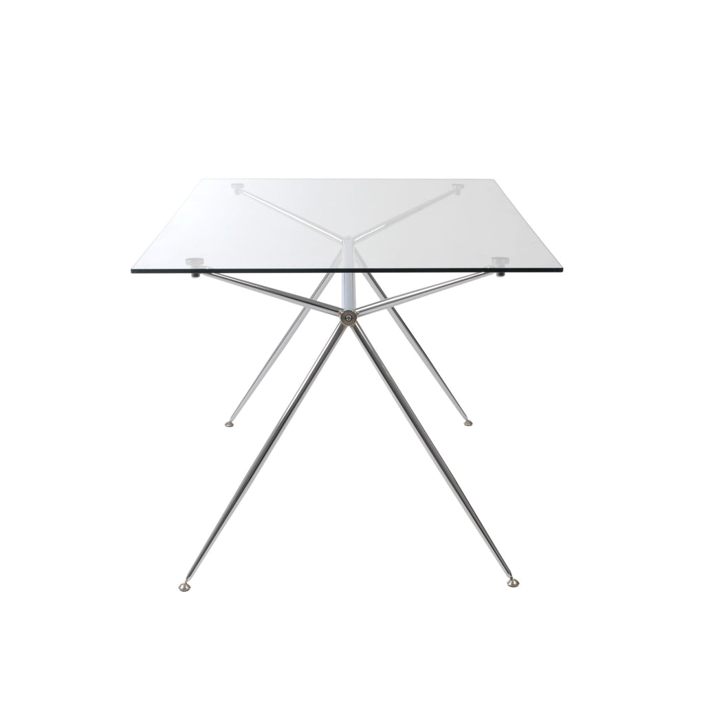 Atos 66" Dining Table - Clear Tempered Glass/Chromed Steel