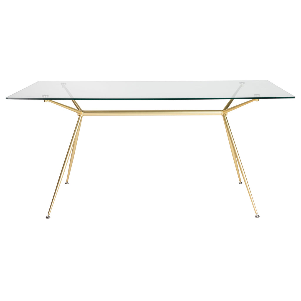 Atos 66" Dining Table - Clear Tempered Glass/Matte Brushed Gold