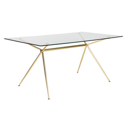 Atos 66" Dining Table - Clear Tempered Glass/Matte Brushed Gold