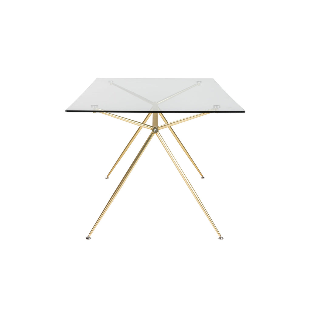 Atos 66" Dining Table - Clear Tempered Glass/Matte Brushed Gold