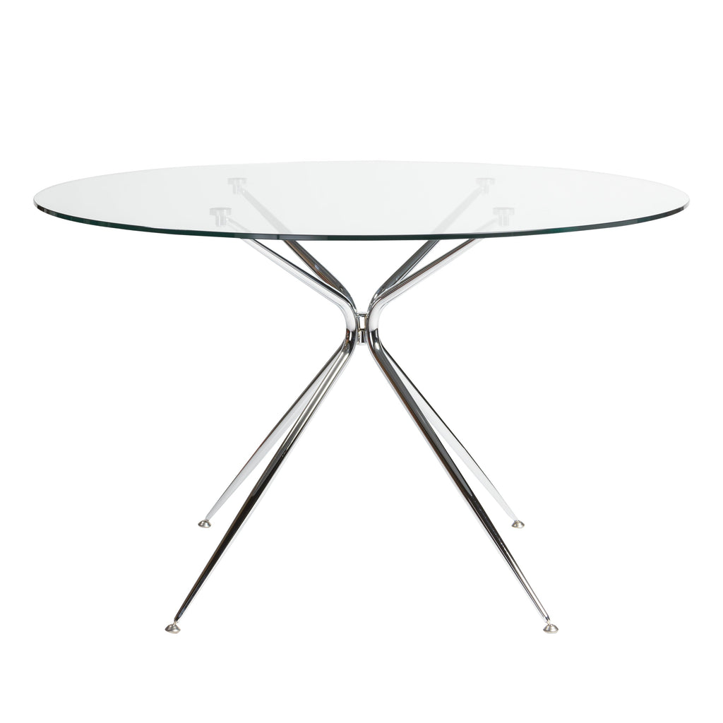Atos 48" Round Dining Table - Clear Tempered Glass/Chromed Steel