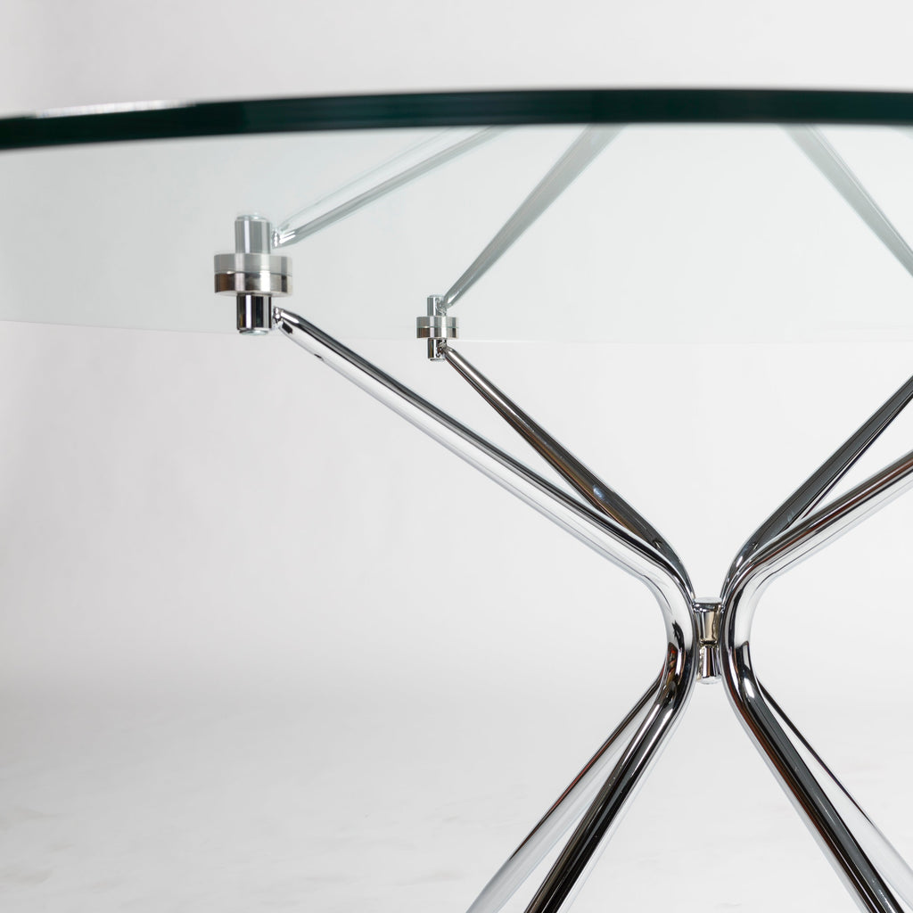 Atos 48" Round Dining Table - Clear Tempered Glass/Chromed Steel