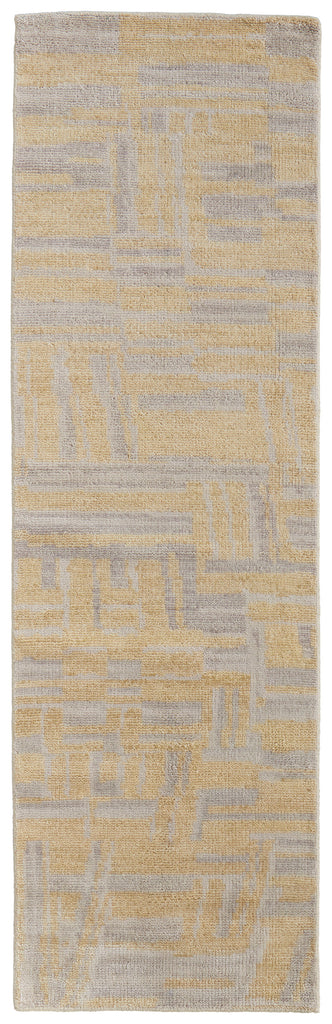 Weatherfield Transitional Abstract Gold Gray Area Rug (2'6" x 8')