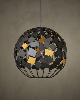 Moon Night Gray & Gold Orb Chandelier