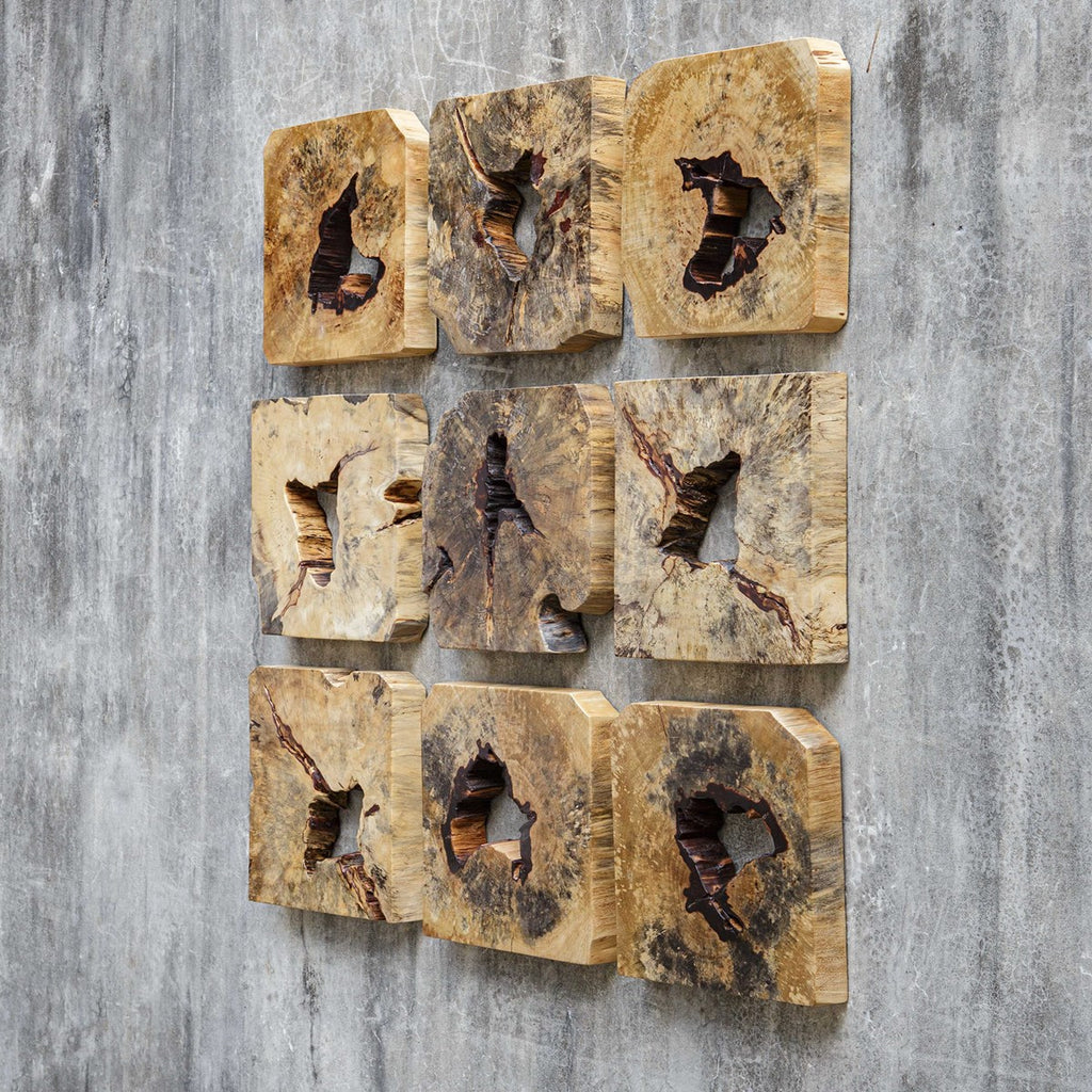 Bahati Wood Wall Decor - Natural, Set of 9