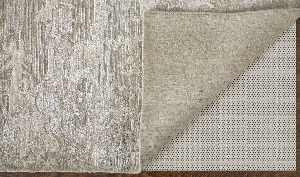 Gia Modern Distressed Taupe Ivory Gray Area Rug (9'6" x 13'6")