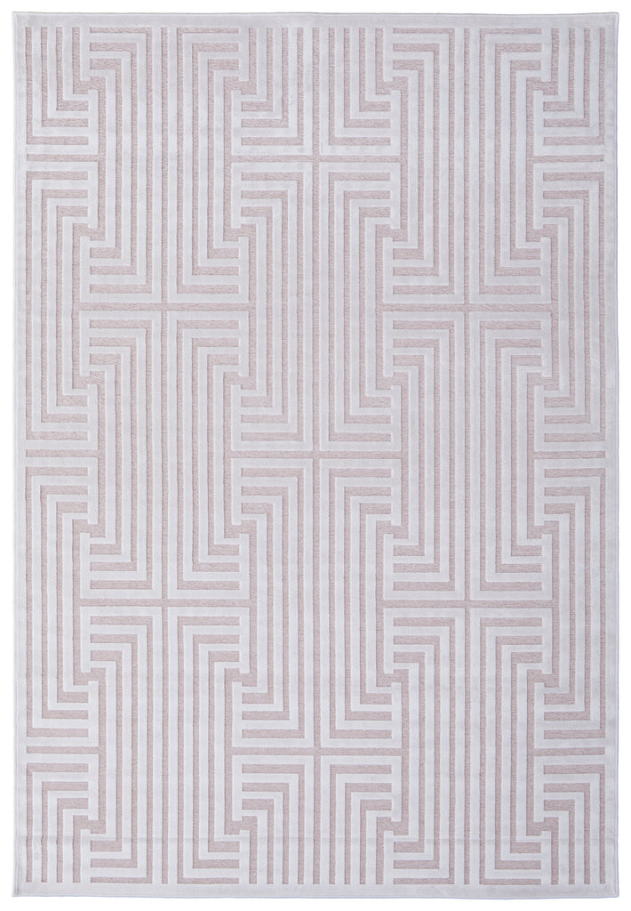 Saphir Mira Modern Geometric Pink White Area Rug (1'9" x 2'10" / Pattern 4)