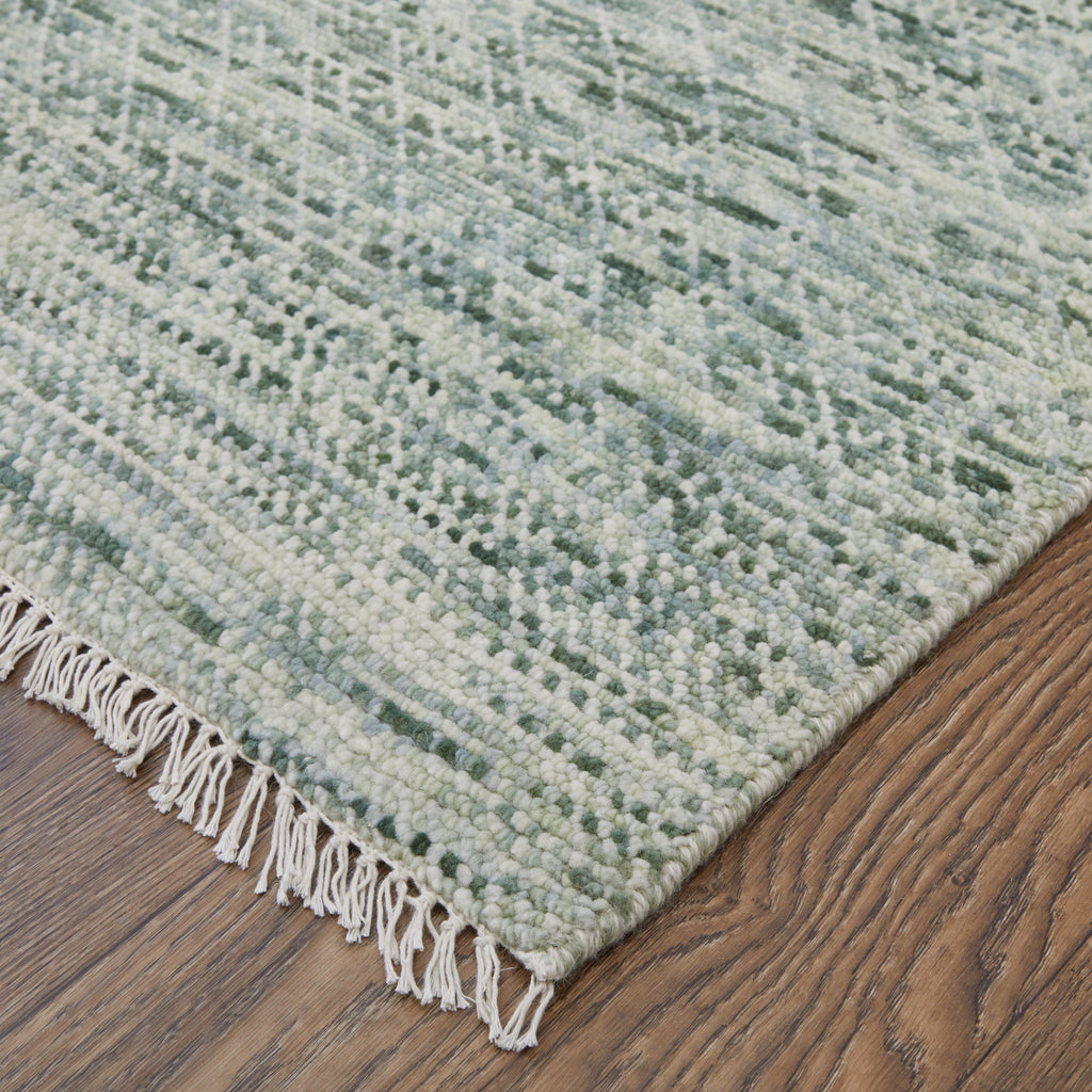 Branson Transitional Solid Green Ivory Area Rug (9'6" x 13'6")