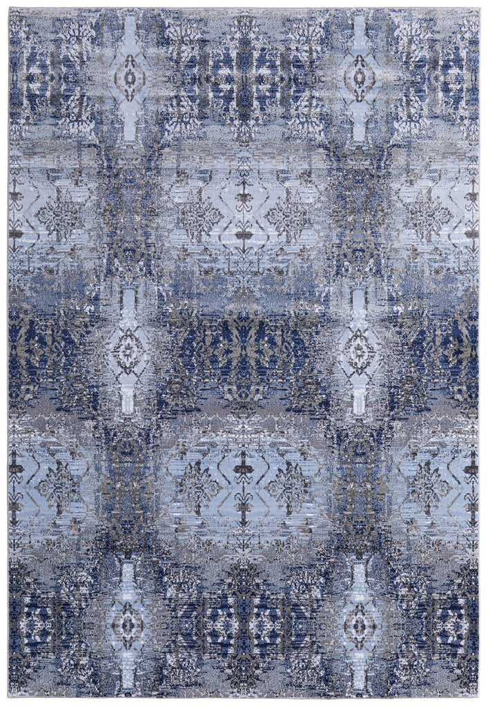 Gaspar Modern Damask Blue Gray Taupe Area Rug (6'7" x 9'6")