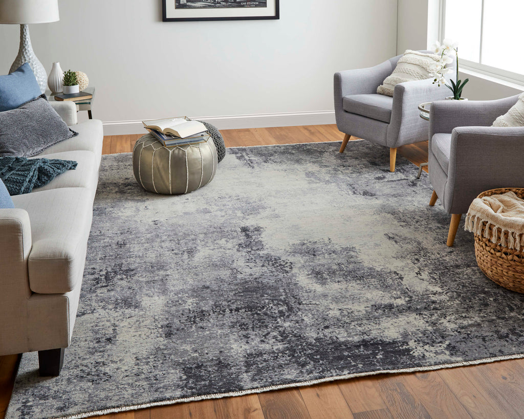 Marinn Modern Abstract Taupe Gray Ivory Area Rug (2' x 3')