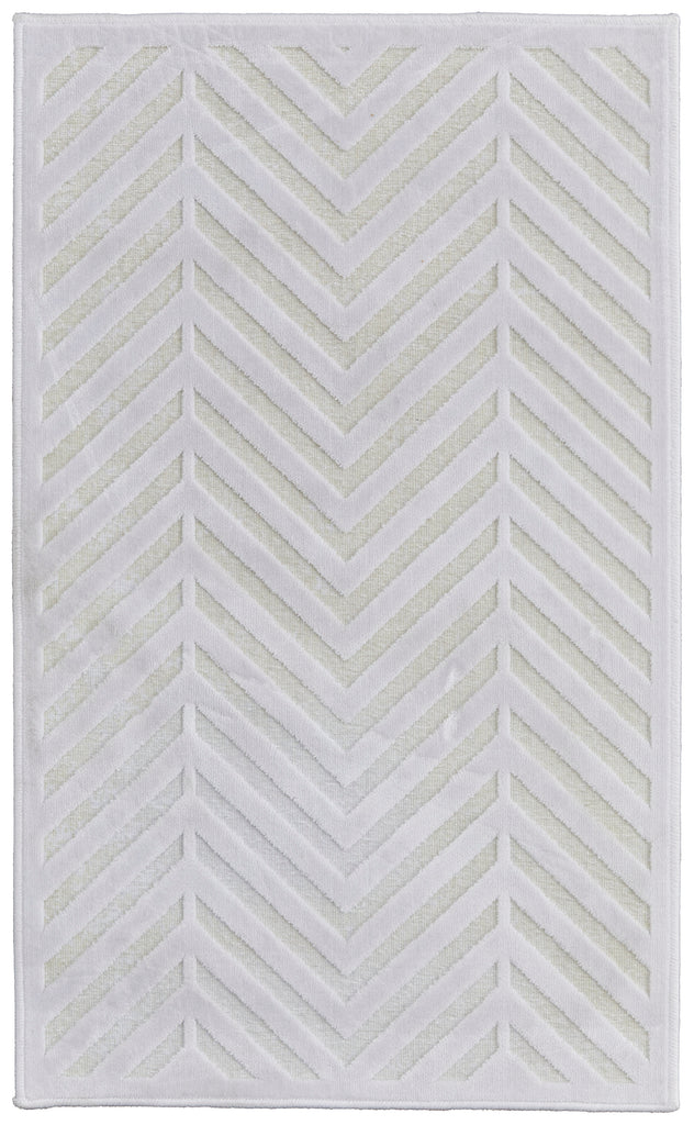 Saphir Mira Modern Geometric White Area Rug (2'6" x 8' / Pattern 3)