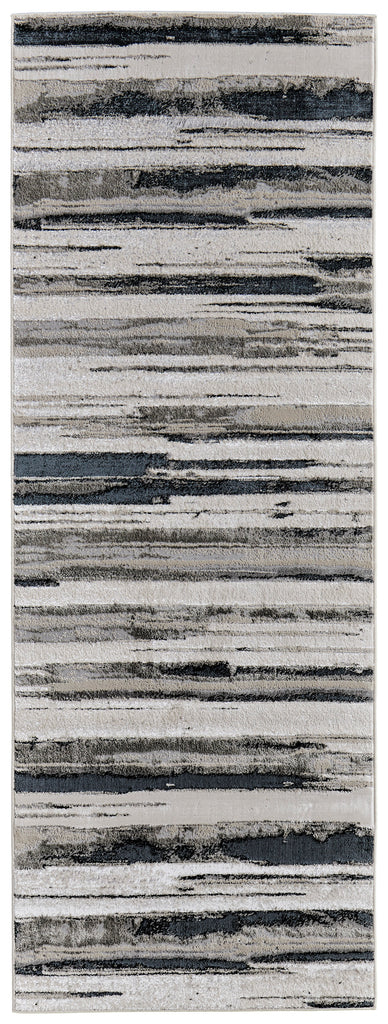 Micah Modern Abstract Silver Gray Black Area Rug (2'10" x 7'10")