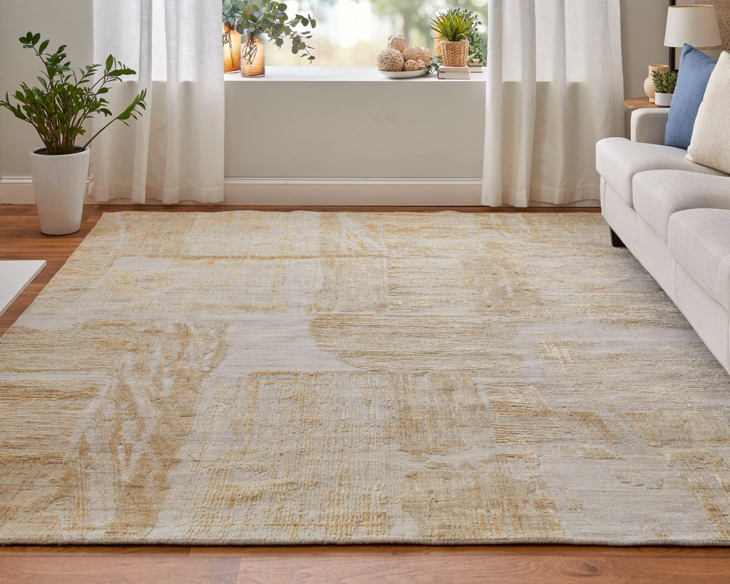 Eastfield Modern Abstract Yellow Ivory Gold Area Rug (5' x 8' / Pattern 1)