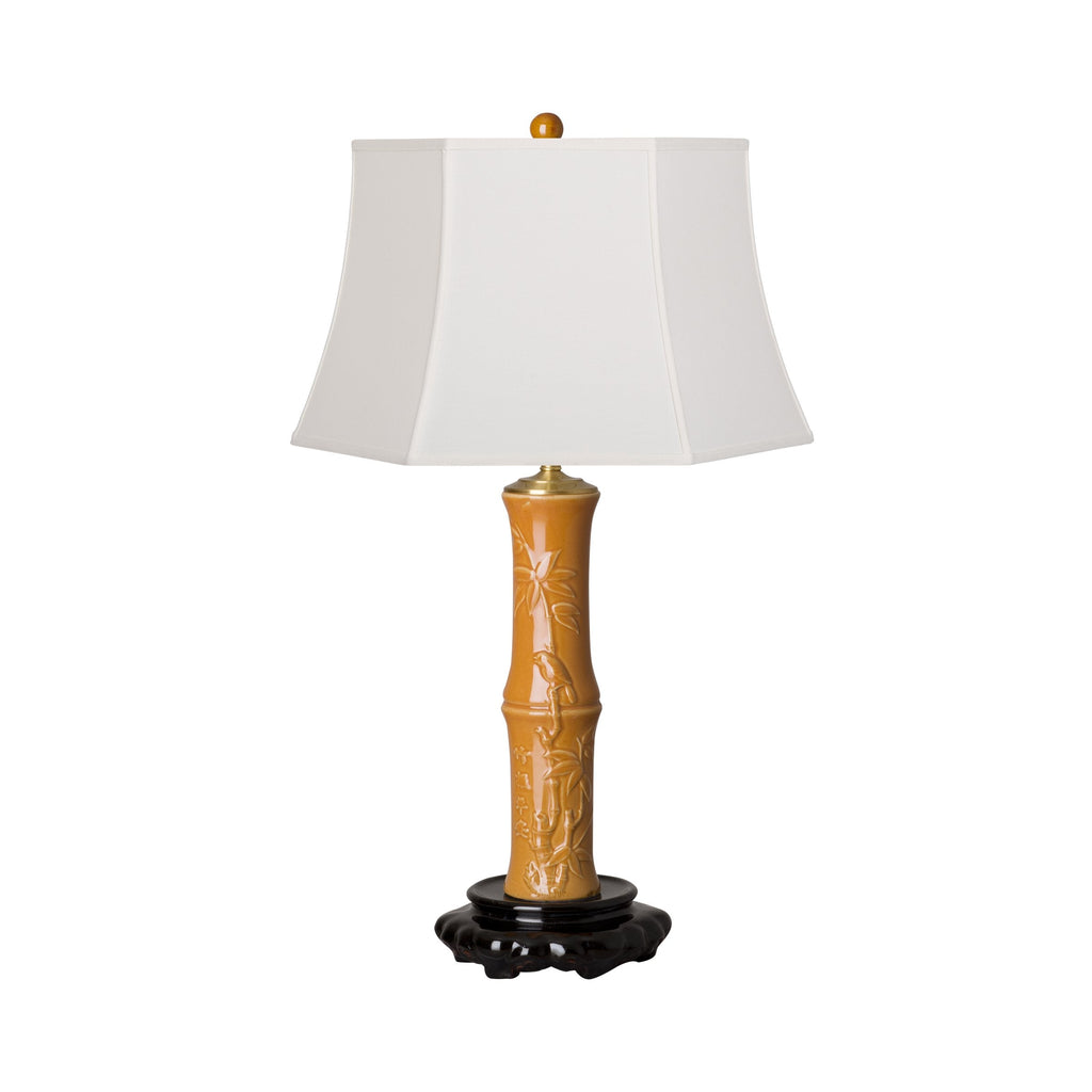 Zu Bamboo Lamp , Amber 32"H