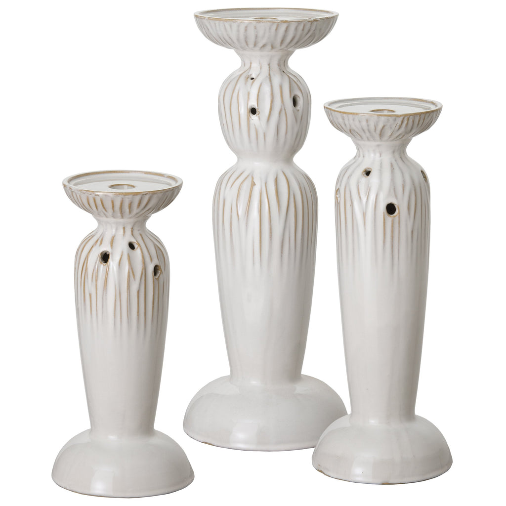 Sequoia Candle stick S/3, White 13,16,17.5"H