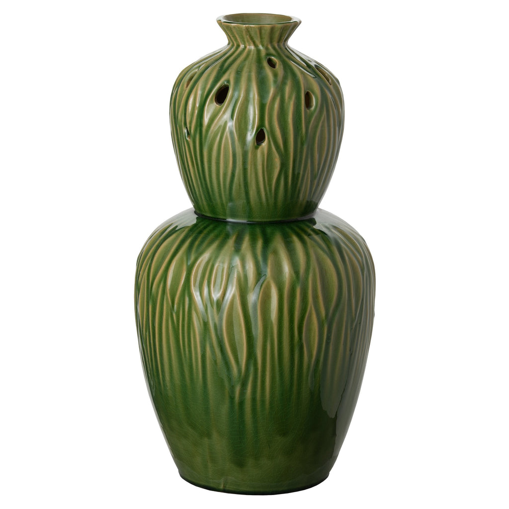 Sequoia Gourd Vase, Green Olive 13x23"H