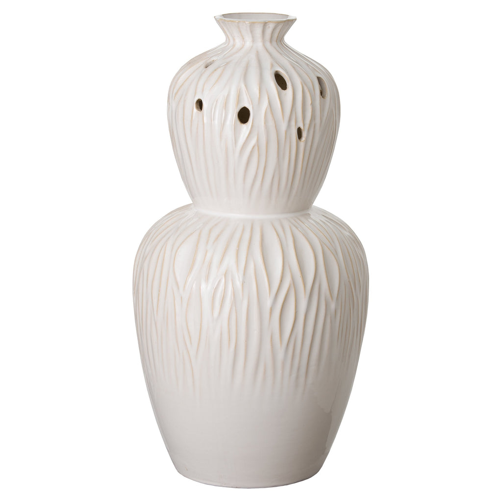 Sequoia Gourd Vase, White 13x23"H