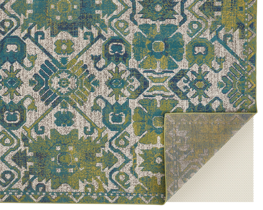 Foster Transitional Oriental Green Blue Area Rug (10' x 13'2")