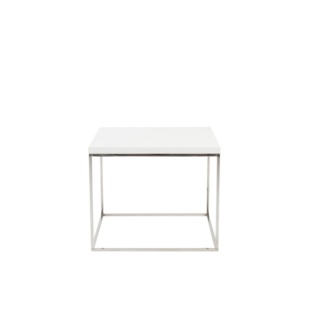 Teresa Side Table - White,Polished Stainless Steel