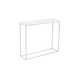 Teresa Console Table - White,Polished Stainless Steel