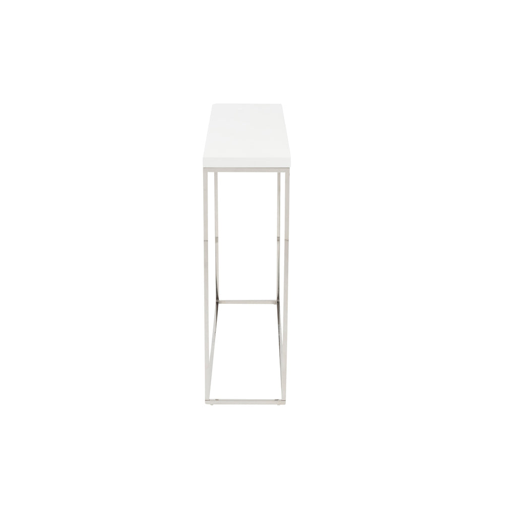 Teresa Console Table - White,Polished Stainless Steel