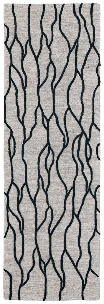 Enzo Transitional Abstract Ivory Black Taupe Area Rug (2'6" x 8')