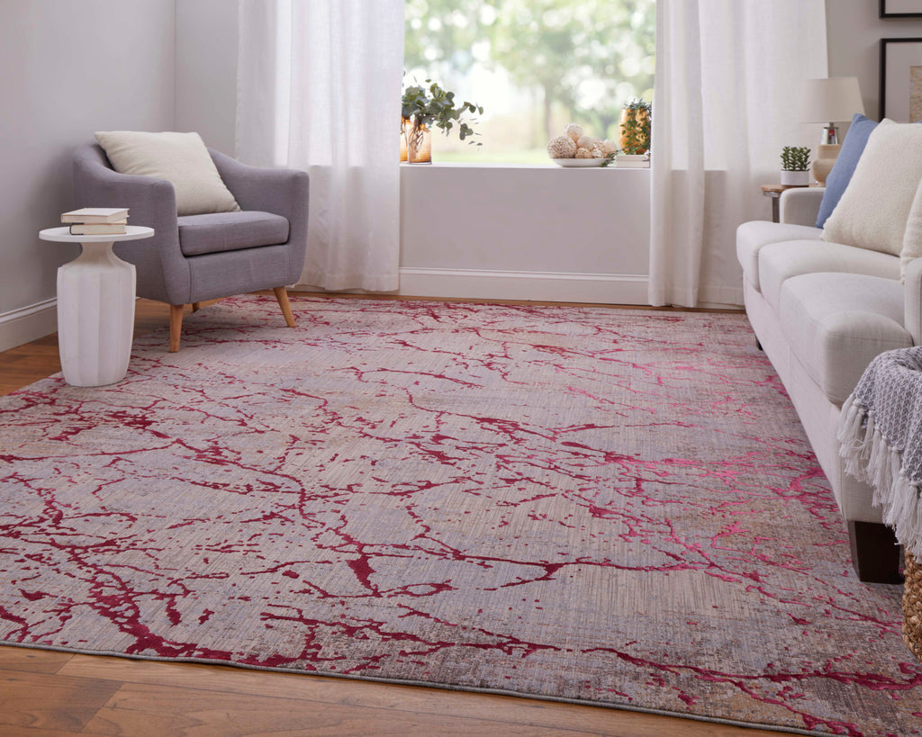 Pryor Modern Abstract Pink Gray Taupe Area Rug (2' x 3')