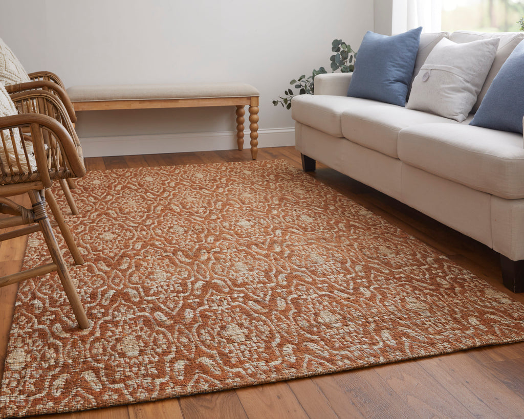 Lilliana Transitional Geometric Orange Tan Area Rug (5' x 8')