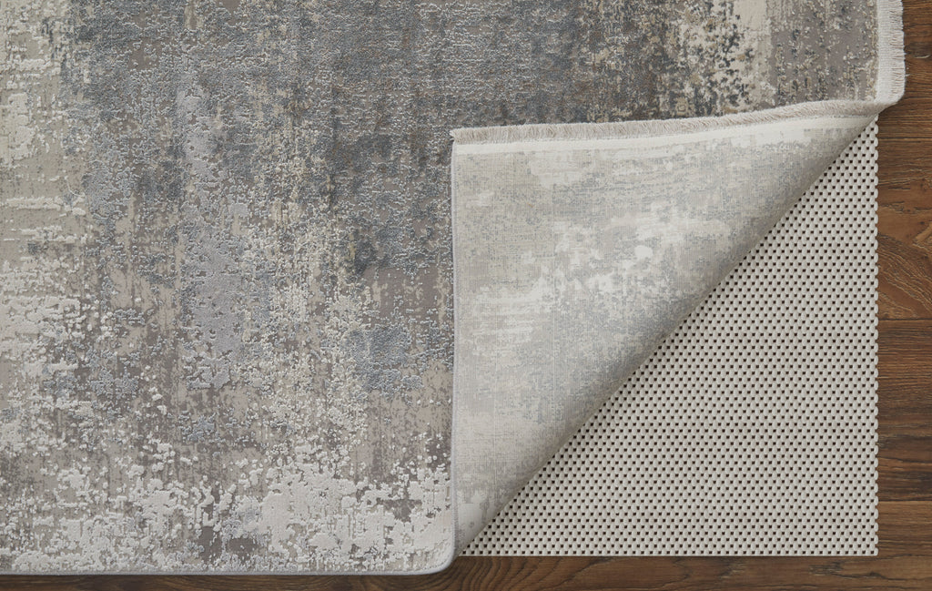 Cadiz Modern Abstract Taupe Gray Silver Area Rug (3'1" x 10')