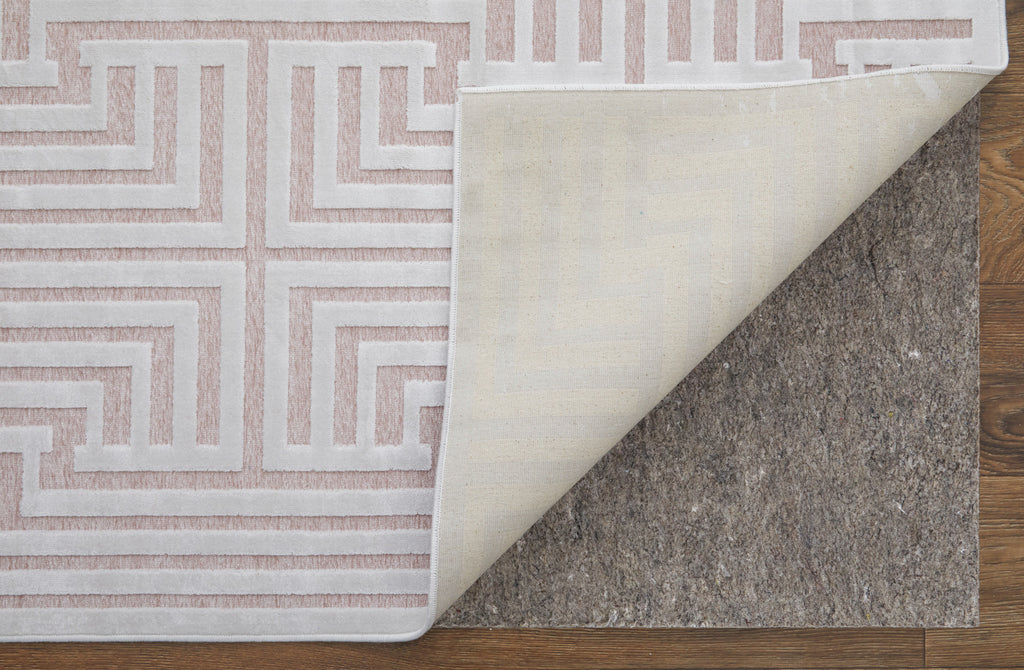 Saphir Mira Modern Geometric Pink White Area Rug (1'9" x 2'10" / Pattern 4)