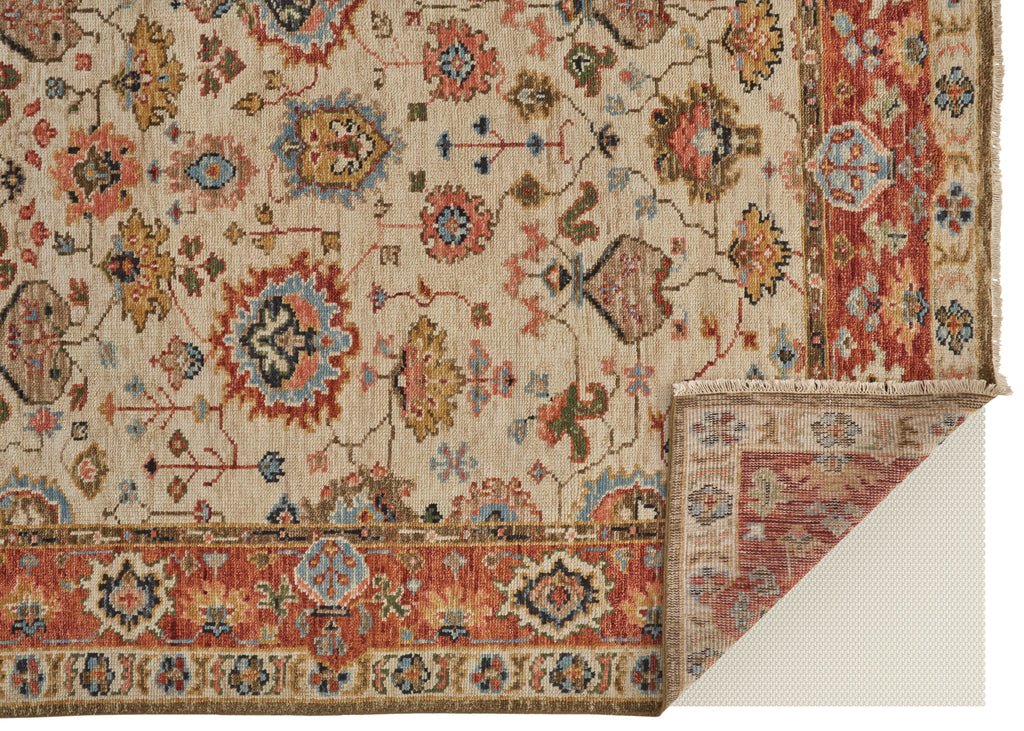 Carrington Traditional Oriental Ivory Red Blue Area Rug (3'6" x 5'6")