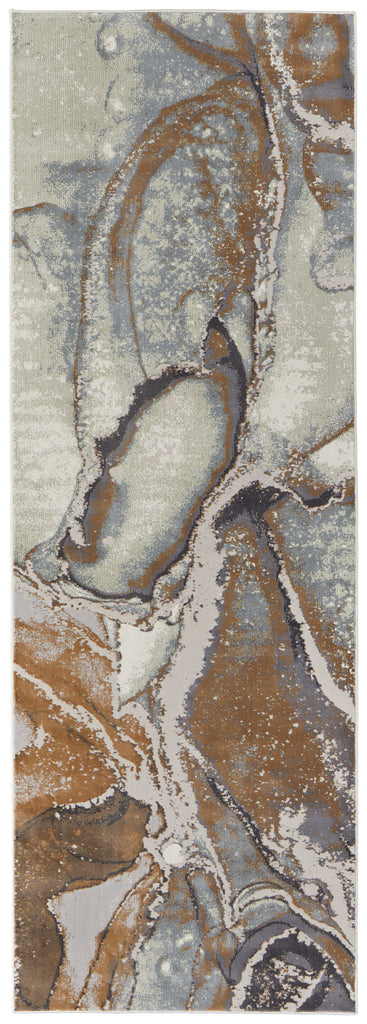 Clio Modern Abstract Gray Brown Area Rug (2'9" x 7'10")