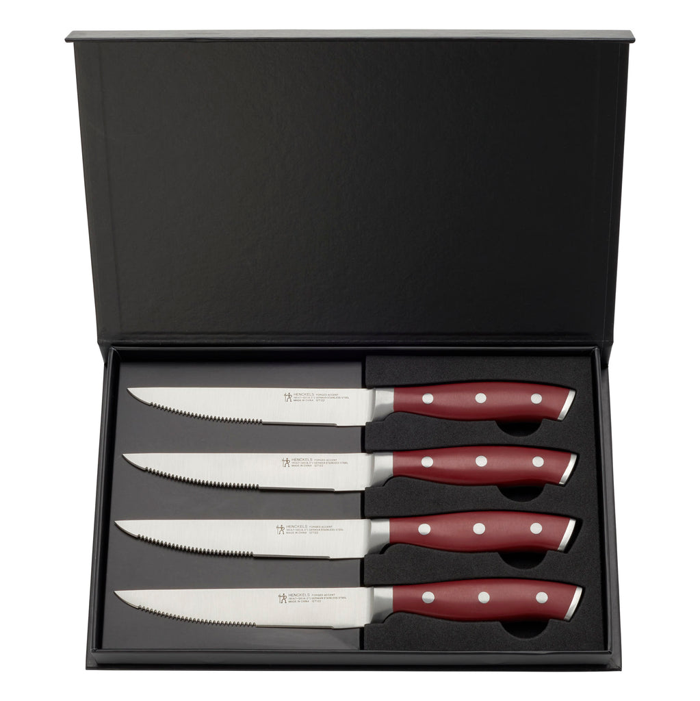 4-Piece Steak Set Red Forged Accent