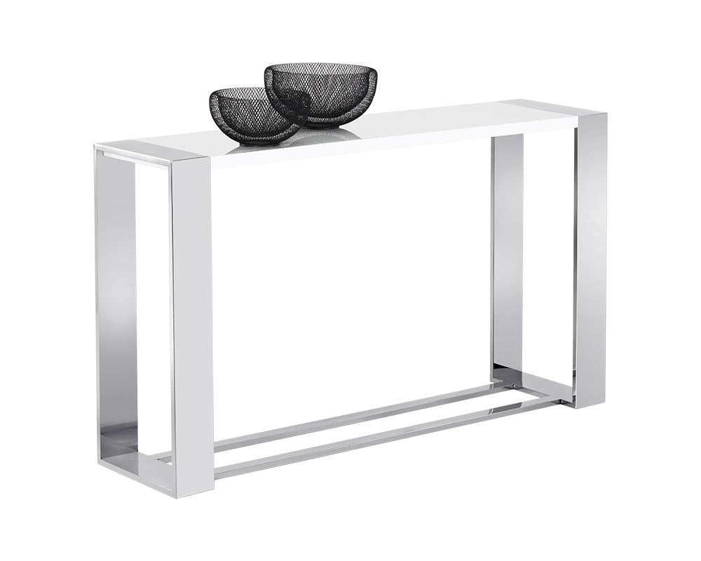 Dalton Console Table - Stainless Steel - High Gloss White