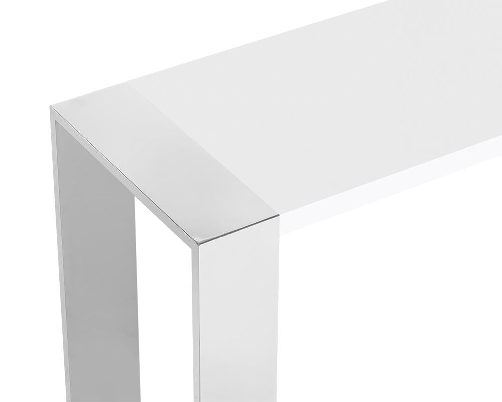 Dalton Console Table - Stainless Steel - High Gloss White