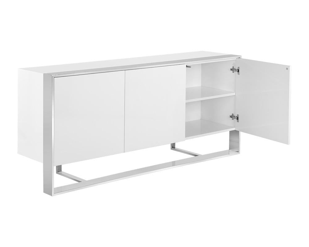 Dalton Sideboard - Stainless Steel - High Gloss White