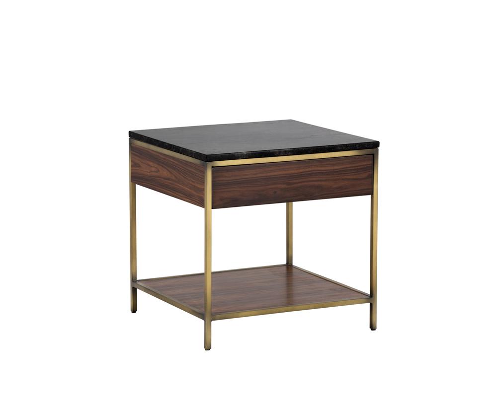 Stamos End Table - Gold - Zebra Brown