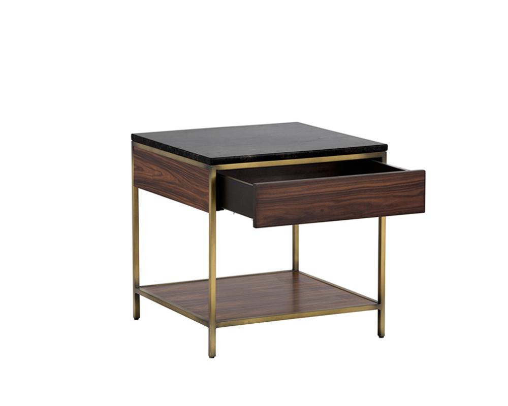 Stamos End Table - Gold - Zebra Brown