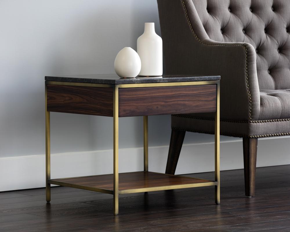 Stamos End Table - Gold - Zebra Brown