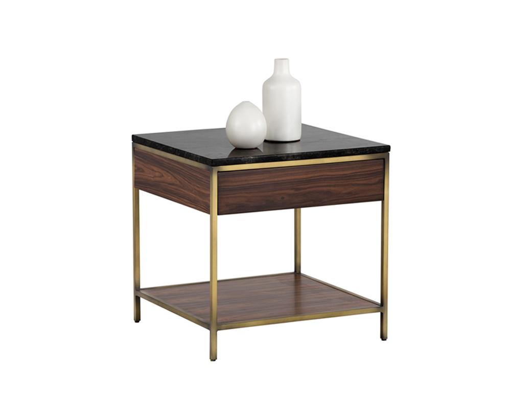 Stamos End Table - Gold - Zebra Brown