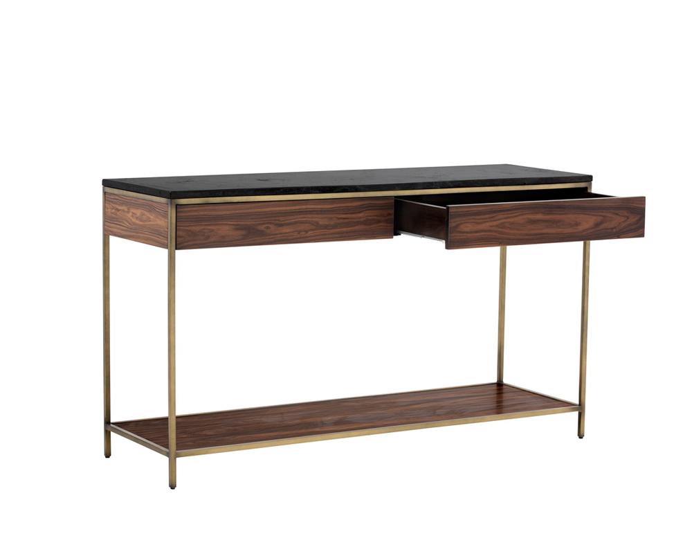 Stamos Console Table - Gold - Zebra Brown