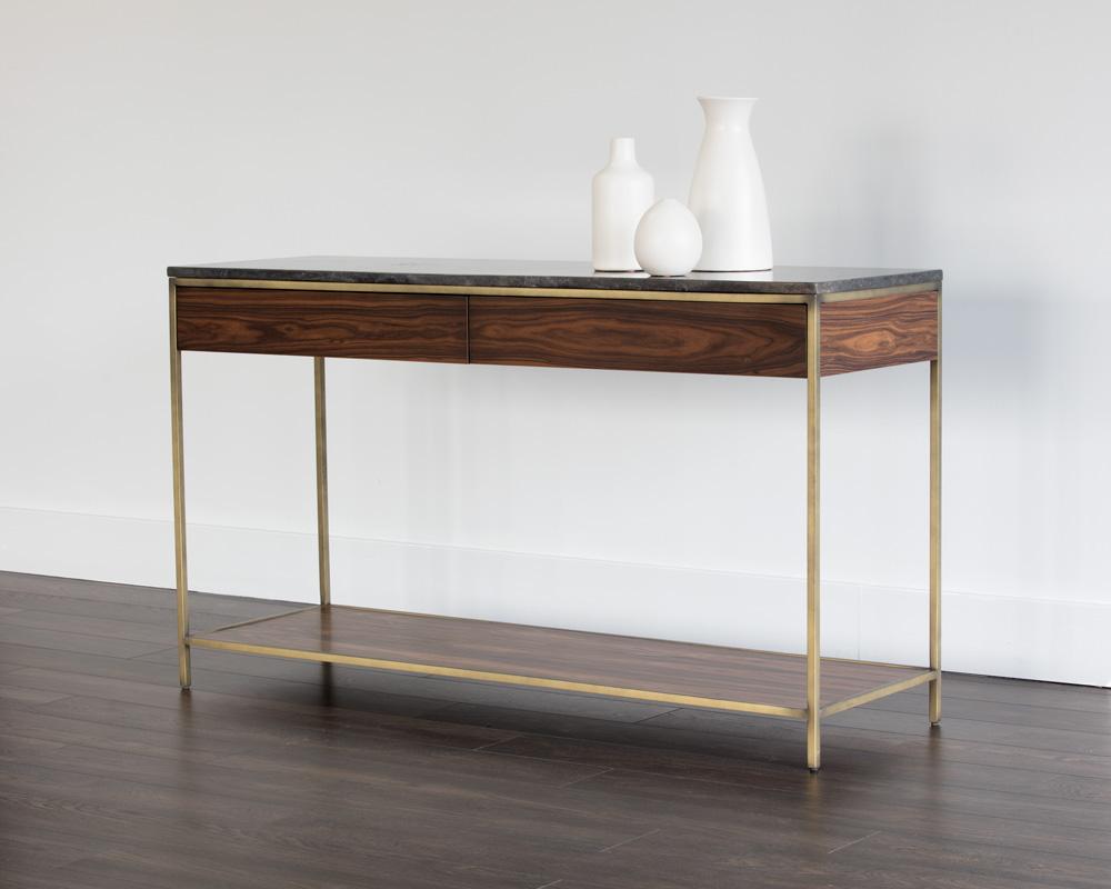 Stamos Console Table - Gold - Zebra Brown