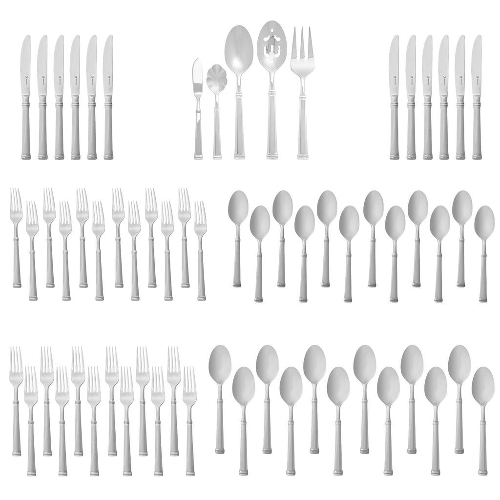 Plaza 65-Piece 18/10 Stainless Steel Flatware Set