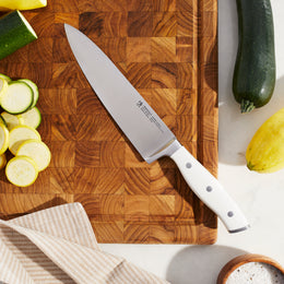 8" Chef's Knife- White Handle Forged Accent