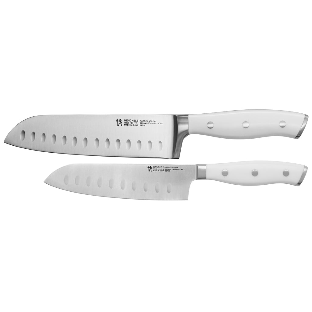 2-Piece Asian Knife Set - White Handle Forged Accent