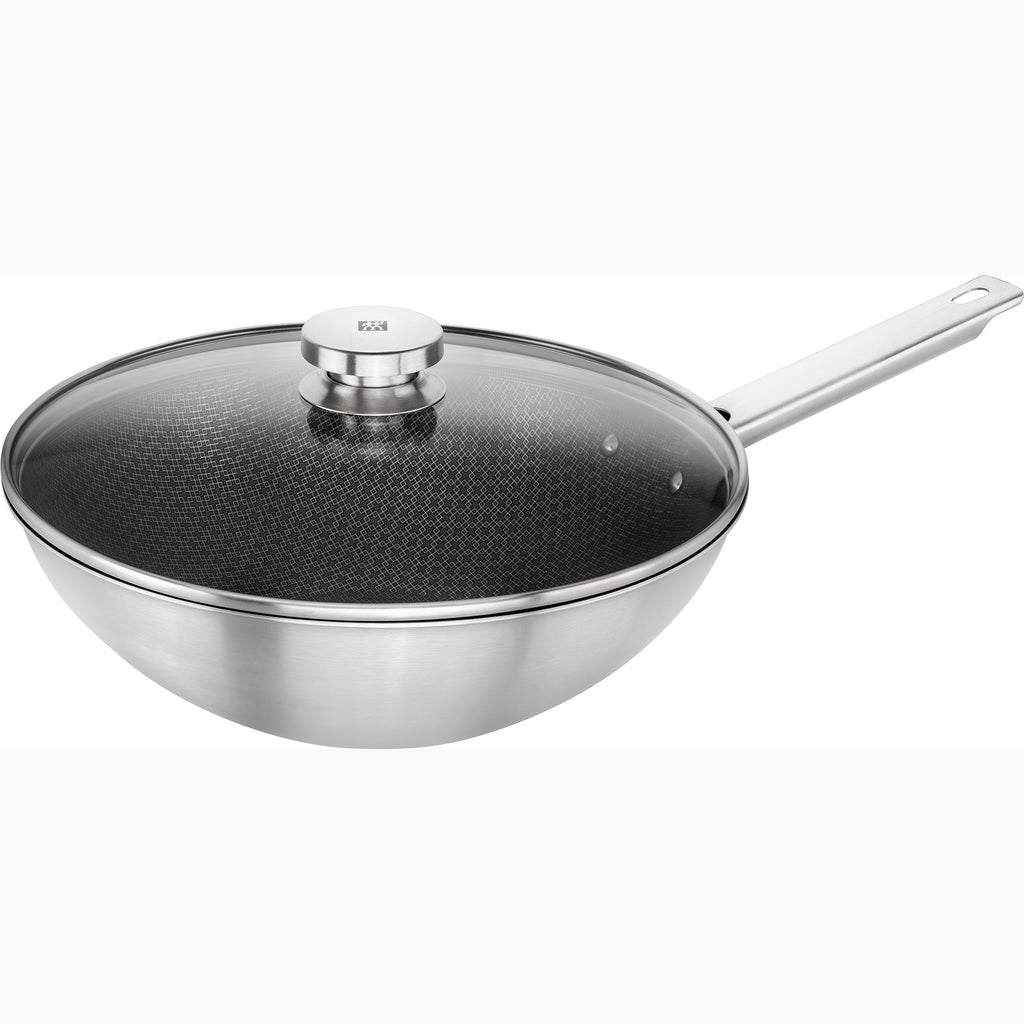 12" Stainless Steel Nonstick Wok + Lid